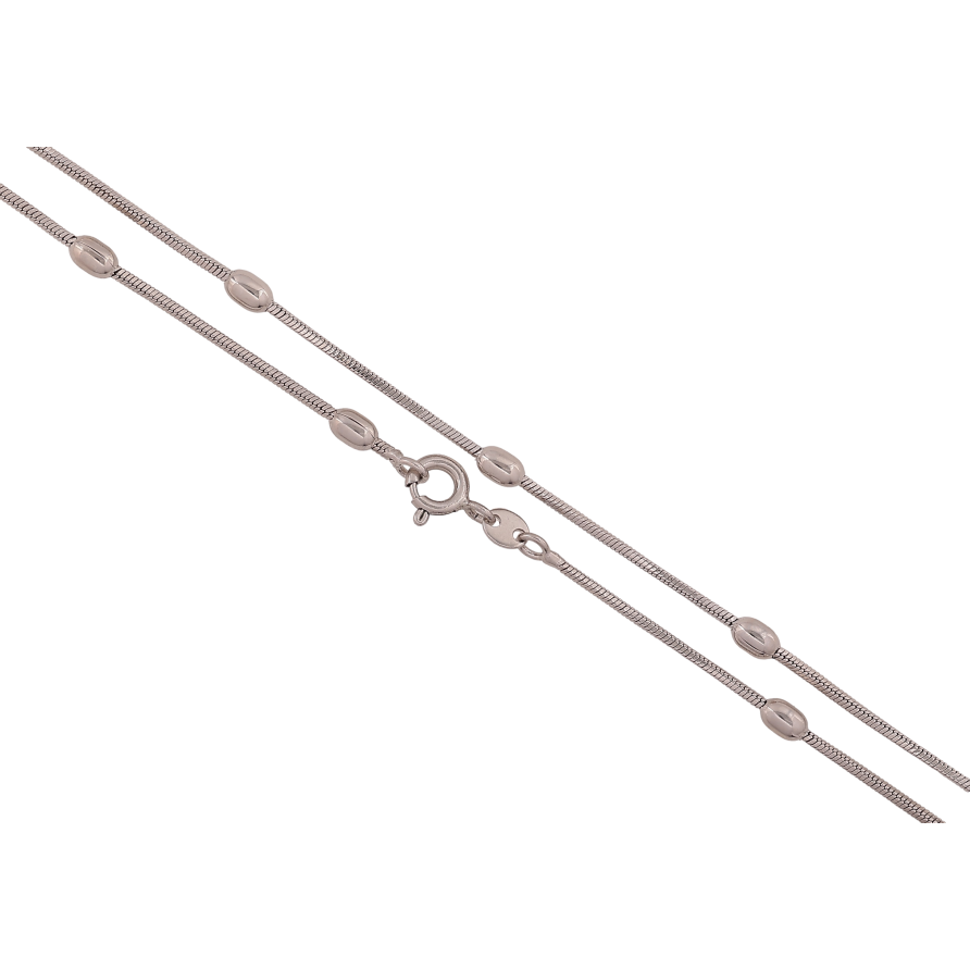 Ланцюжок Xuping колір Родій "Плетіння Ювелірний шнур з намистинами" довжина 45см х 1-3мм фото №1