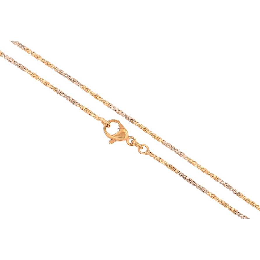 Ланцюжок Xuping колір Позолота 18K + Родій "Плетіння Венеціанське перекручене" довжина 45см х 1мм фото №1 Ланцюжок Xuping колір Позолота 18K + Родій "Плетіння Венеціанське перекручене" довжина 45см х 1мм фото №1