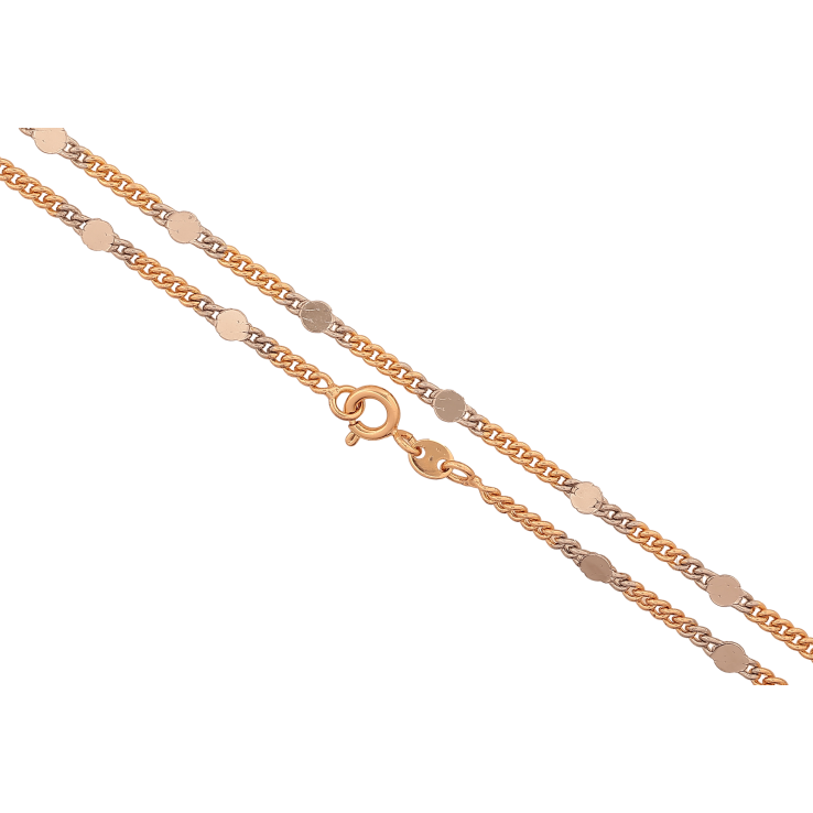 Ланцюжок Xuping колір Позолота 18K + Родій "Плетіння Панцирне з прокатаними колами" довжина 45см х 2-3мм фото №9