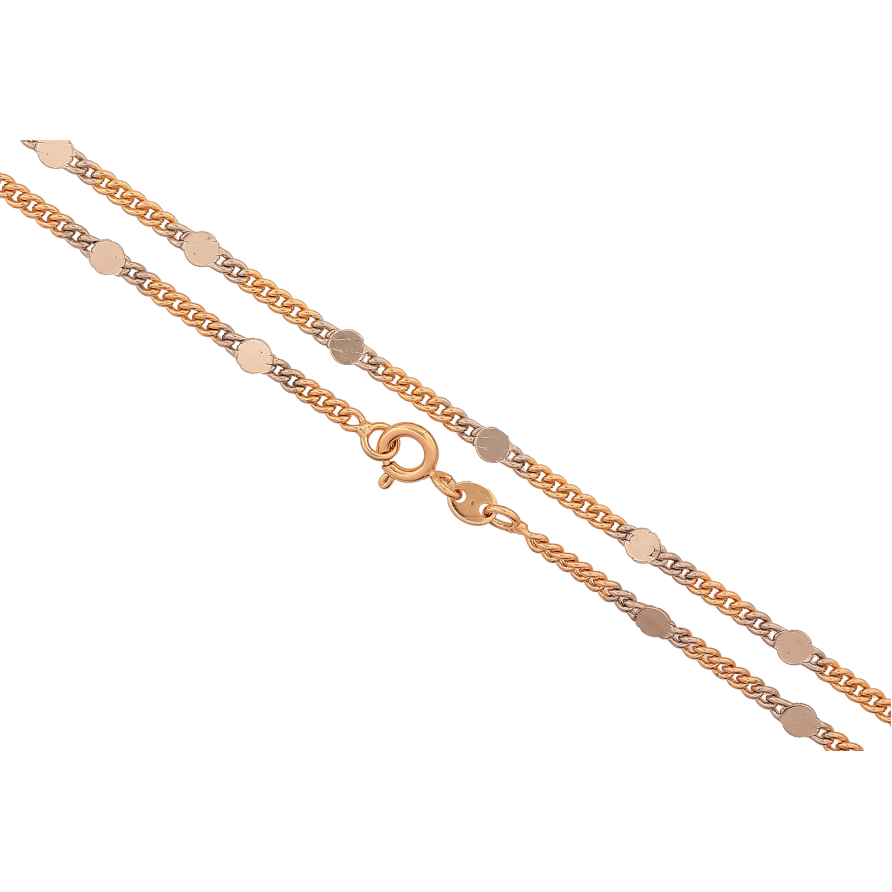 Ланцюжок Xuping колір Позолота 18K + Родій "Плетіння Панцирне з прокатаними колами" довжина 45см х 2-3мм фото №1