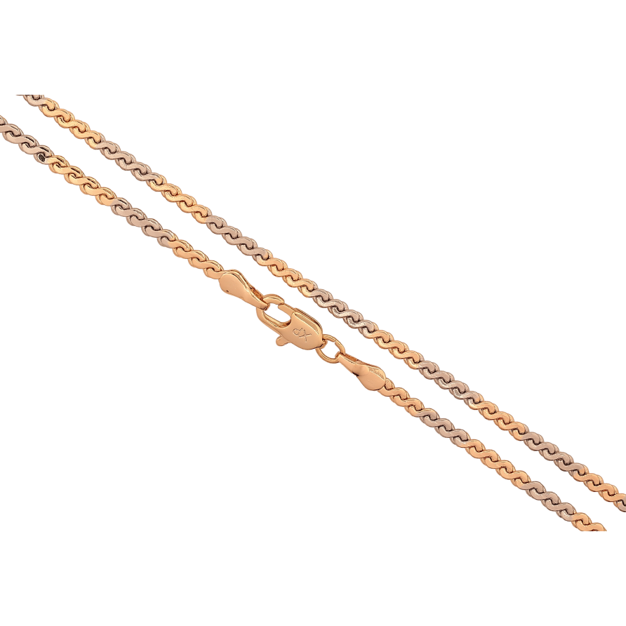 Ланцюжок Xuping колір Позолота 18K + Родій "Плетіння Серпантин" довжина 45см х 2мм фото №1