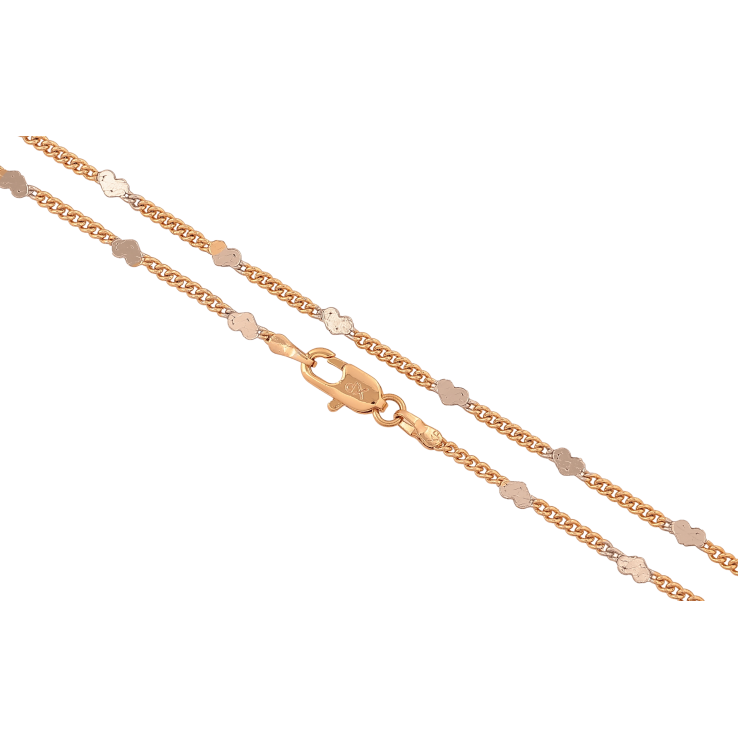 Ланцюжок Xuping колір Позолота 18K + Родій "Плетіння Панцирне з сердечками" довжина 45см х 2-3мм фото №5