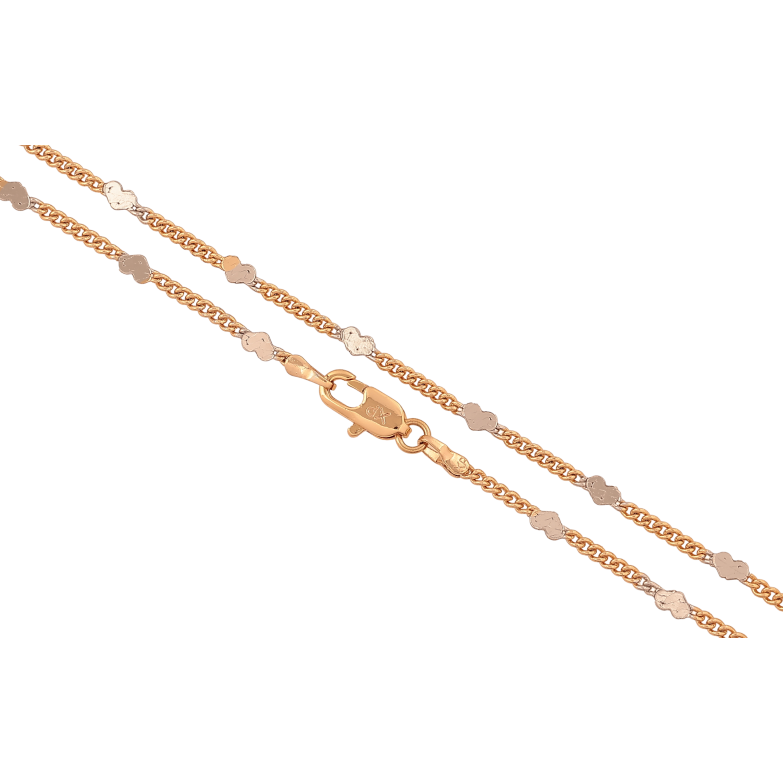 Ланцюжок Xuping колір Позолота 18K + Родій "Плетіння Панцирне з сердечками" довжина 45см х 2-3мм фото №1 Ланцюжок Xuping колір Позолота 18K + Родій "Плетіння Панцирне з сердечками" довжина 45см х 2-3мм фото №1