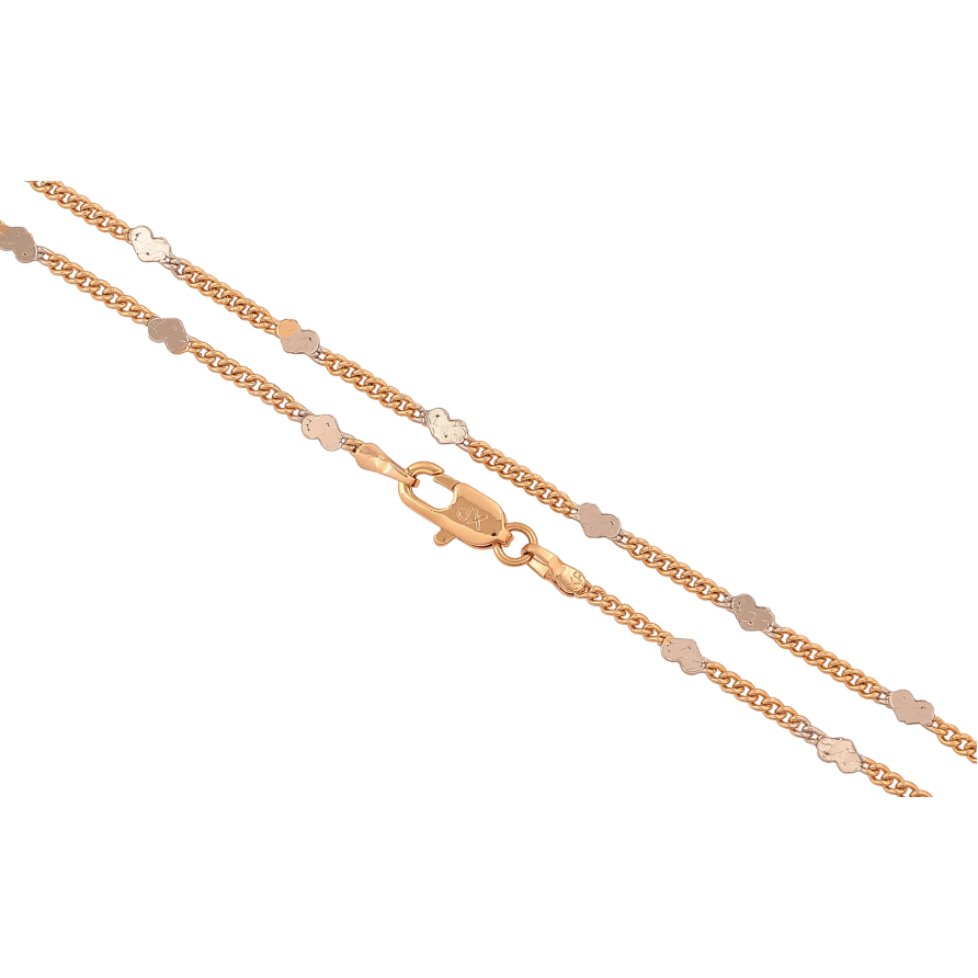 Ланцюжок Xuping колір Позолота 18K + Родій "Плетіння Панцирне з сердечками" довжина 45см х 2-3мм фото №1 Ланцюжок Xuping колір Позолота 18K + Родій "Плетіння Панцирне з сердечками" довжина 45см х 2-3мм фото №1