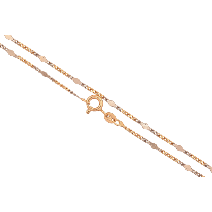 Ланцюжок Xuping колір Позолота 18K + Родій "Плетіння Панцирне з прокатаними ромбами" довжина 45см х 1-2мм фото №14