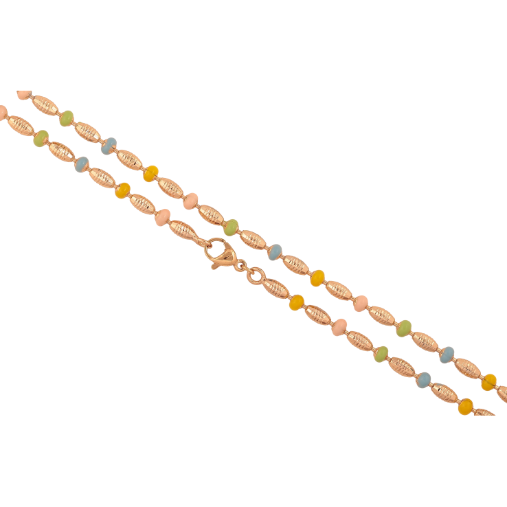 Ланцюжок Xuping колір Позолота 18K "Плетіння Перлина декоративна з кольоровою емаллю" довжина 50см х 3мм фото №2