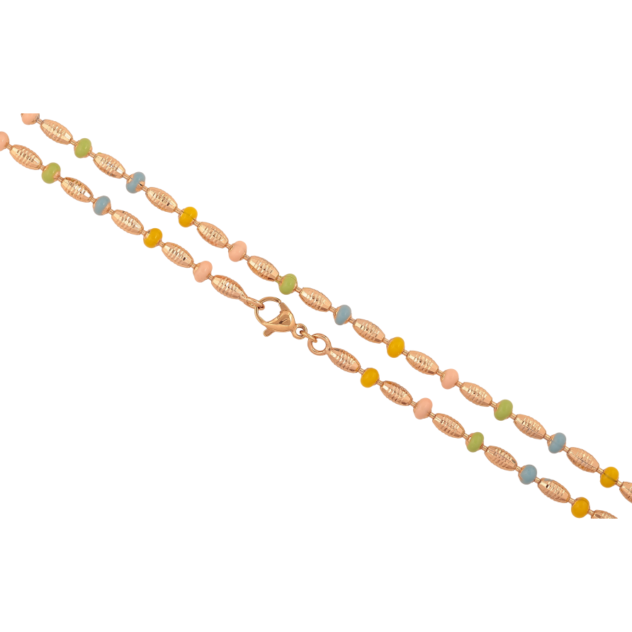 Ланцюжок Xuping колір Позолота 18K "Плетіння Перлина декоративна з кольоровою емаллю" довжина 50см х 3мм фото №1 Ланцюжок Xuping колір Позолота 18K "Плетіння Перлина декоративна з кольоровою емаллю" довжина 50см х 3мм фото №1