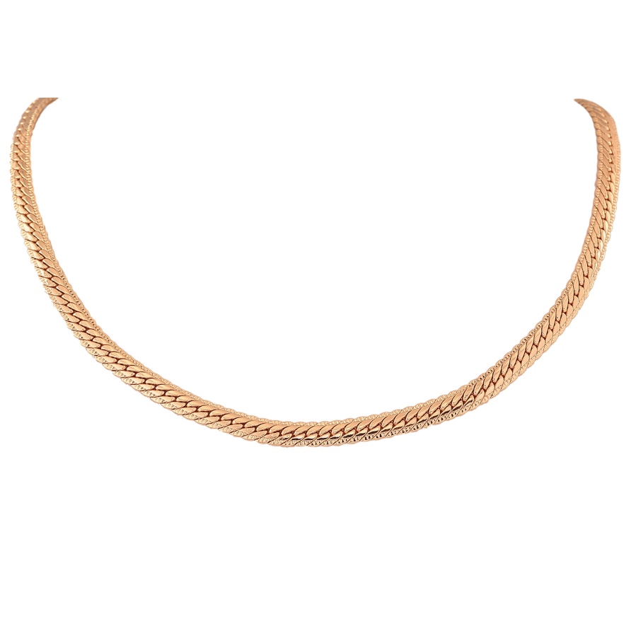 Цепочка Xuping цвет Позолота 18K "Плетение Париджина с узором" длинна 45см х 4мм фото №1