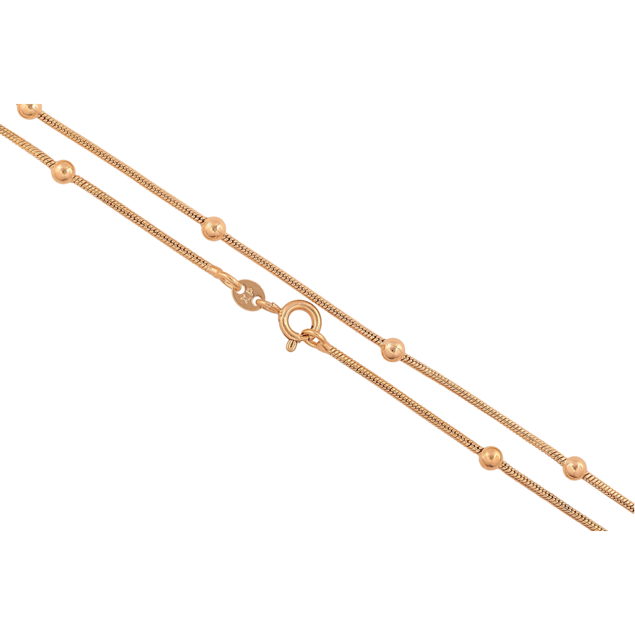 Ланцюжок Xuping колір Позолота 18K "Плетіння Ювелірний шнур з намистинами" довжина 50см х 1.5-3мм фото №1