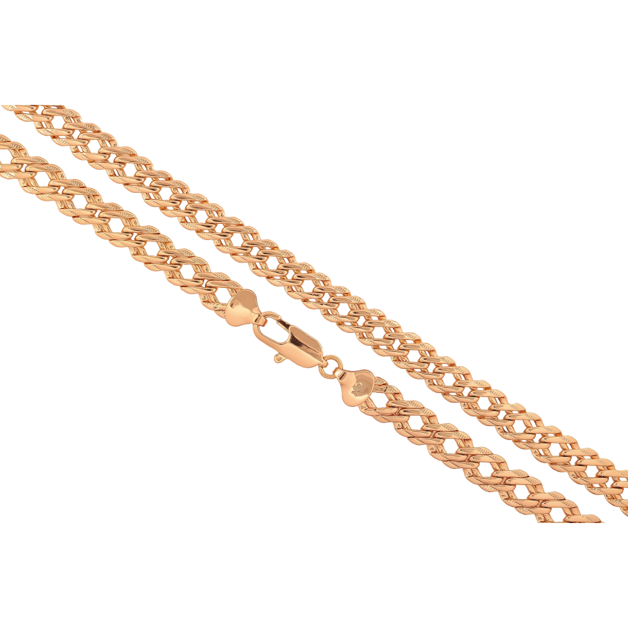 Ланцюжок Xuping колір Позолота 18K "Плетіння Подвійний Ромб з візерунком" довжина 50см х 9мм фото №1