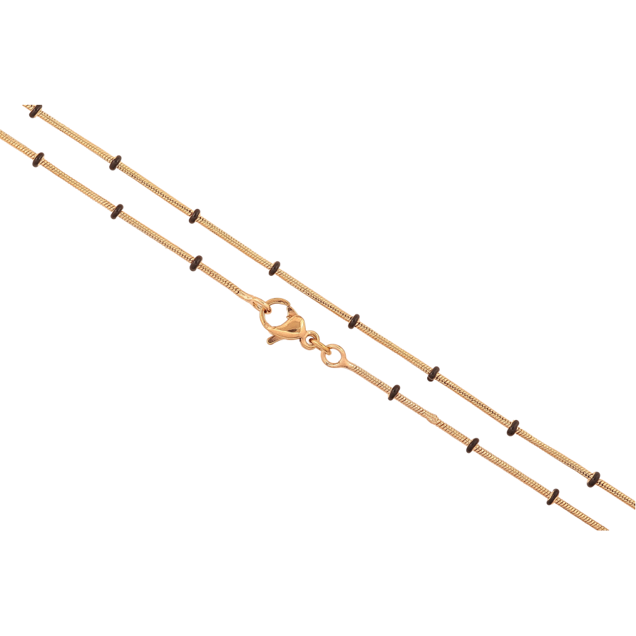 Ланцюжок Xuping колір Позолота 18K "Плетіння Ювелірний шнур з чорними намистинами" довжина 45см х 1-2мм фото №1 Ланцюжок Xuping колір Позолота 18K "Плетіння Ювелірний шнур з чорними намистинами" довжина 45см х 1-2мм фото №1