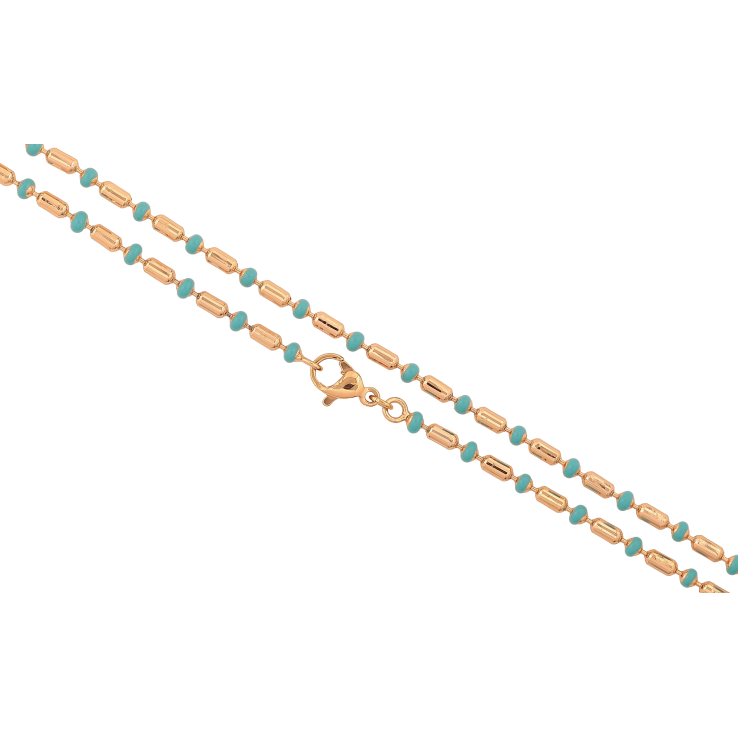 Ланцюжок Xuping колір Позолота 18K "Плетіння Перлина з блакитною емаллю" довжина 44см х 2-3мм фото №9