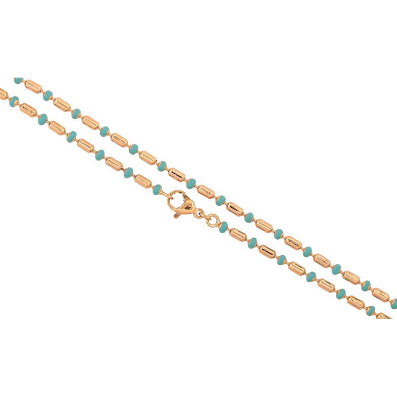 Ланцюжок Xuping колір Позолота 18K "Плетіння Перлина з блакитною емаллю" довжина 44см х 2-3мм фото №1 Ланцюжок Xuping колір Позолота 18K "Плетіння Перлина з блакитною емаллю" довжина 44см х 2-3мм фото №1