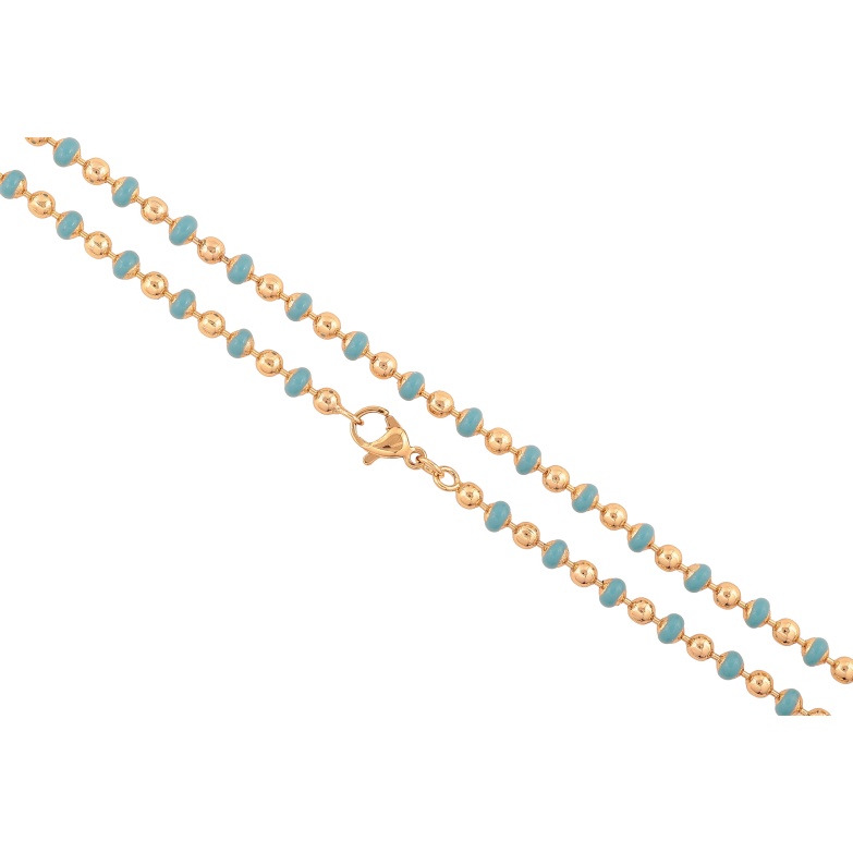 Цепочка Xuping цвет Позолота 18K "Плетение Перлина с голубой эмалью" длинна 45см х 3.5мм фото №5