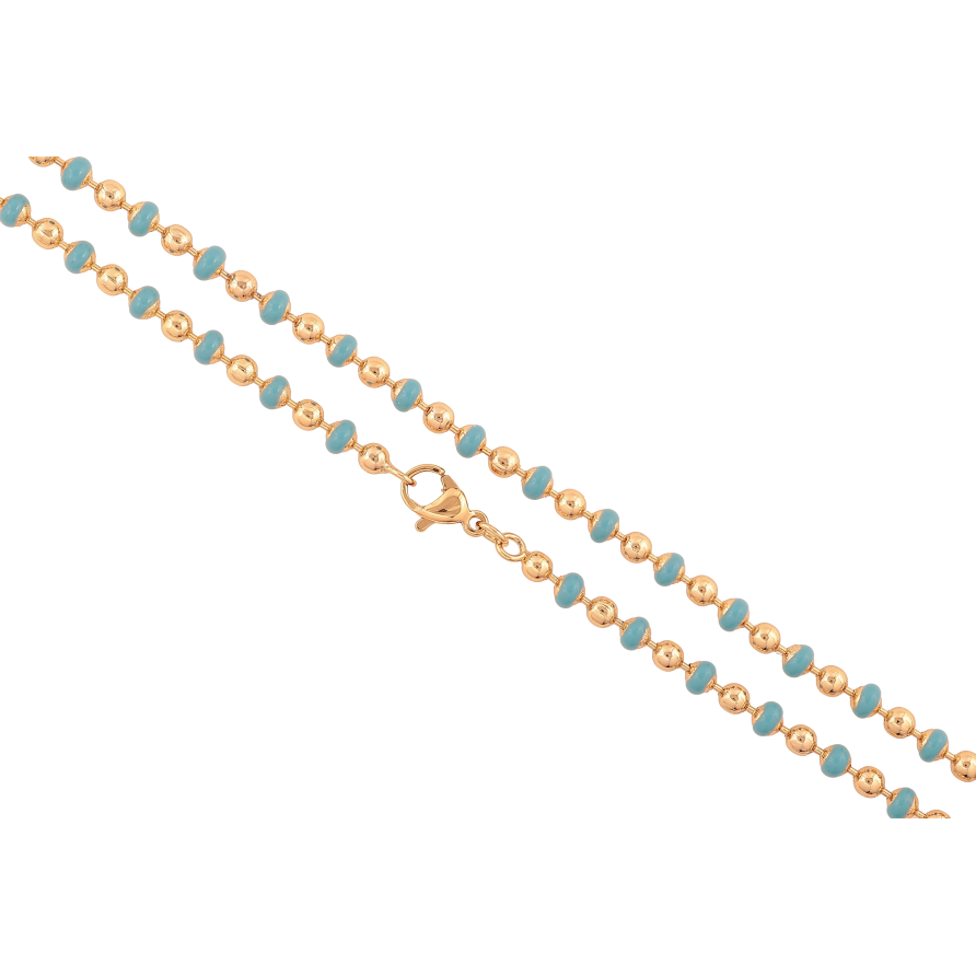 Ланцюжок Xuping колір Позолота 18K "Плетіння Перлина з блакитною емаллю" довжина 45см х 3.5мм фото №1