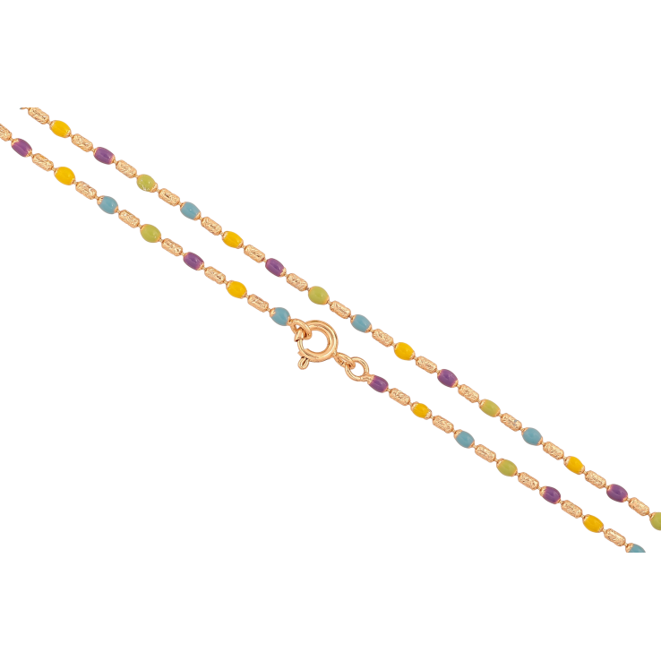 Ланцюжок Xuping колір Позолота 18K "Плетіння Перлина з різнобарвною емаллю" довжина 44см х 2мм фото №23 Ланцюжок Xuping колір Позолота 18K "Плетіння Перлина з різнобарвною емаллю" довжина 44см х 2мм фото №23