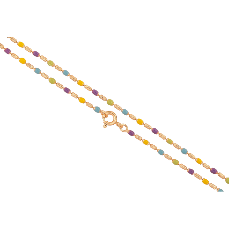 Цепочка Xuping цвет Позолота 18K "Плетение Перлина с разноцветной эмалью" длинна 44см х 2мм фото №6