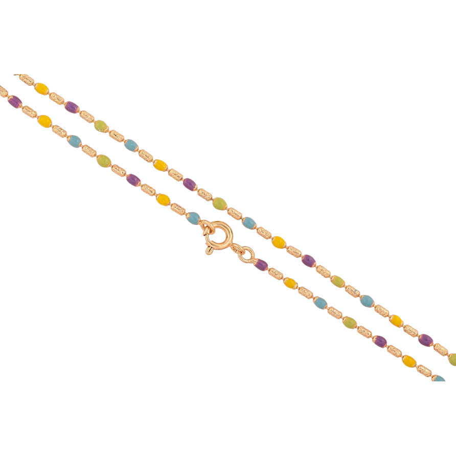 Ланцюжок Xuping колір Позолота 18K "Плетіння Перлина з різнобарвною емаллю" довжина 44см х 2мм фото №1