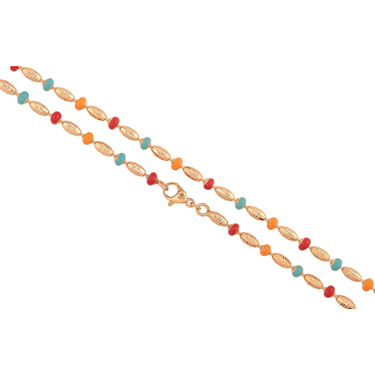 Ланцюжок Xuping колір Позолота 18K "Плетіння Перлина з різнобарвною емаллю" довжина 45см х 3-4мм фото №16 Ланцюжок Xuping колір Позолота 18K "Плетіння Перлина з різнобарвною емаллю" довжина 45см х 3-4мм фото №16