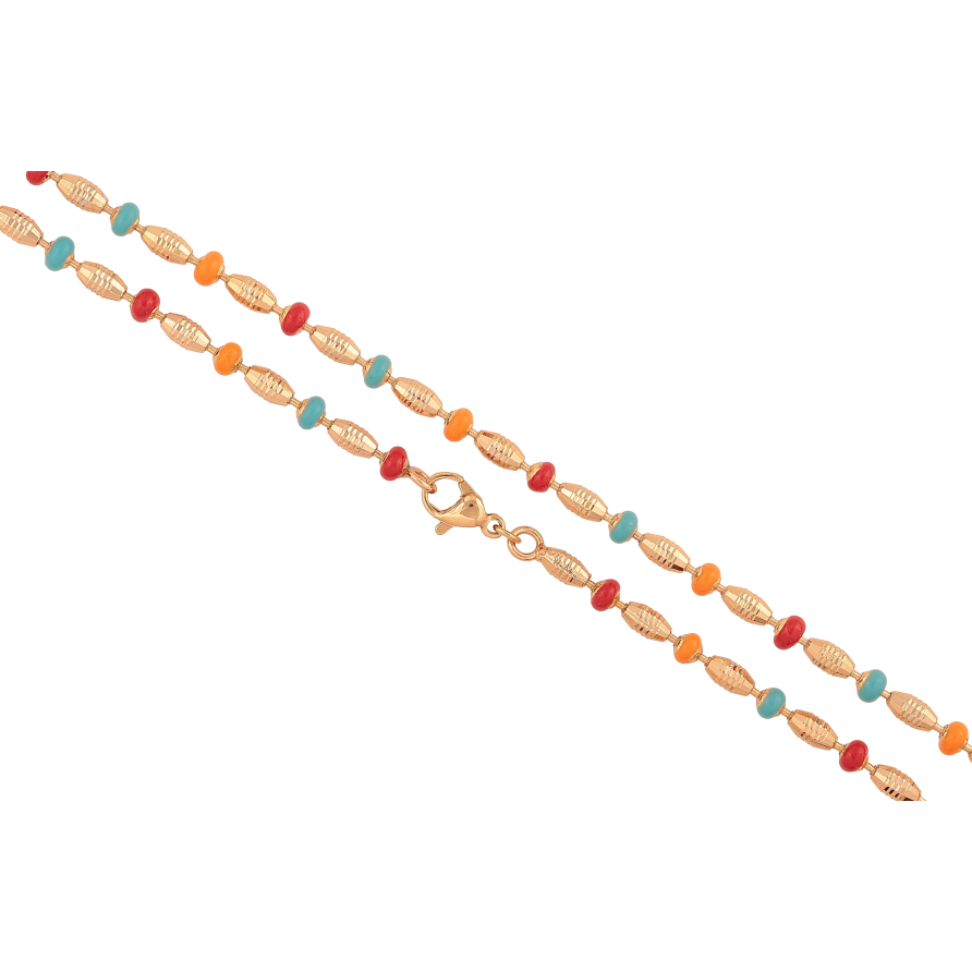 Ланцюжок Xuping колір Позолота 18K "Плетіння Перлина з різнобарвною емаллю" довжина 45см х 3-4мм фото №1