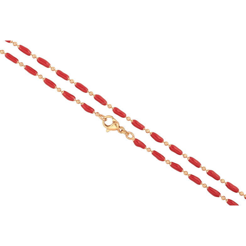 Ланцюжок Xuping колір Позолота 18K "Плетіння Перлина з червоною емаллю" довжина 45см х 1.5-3мм фото №1