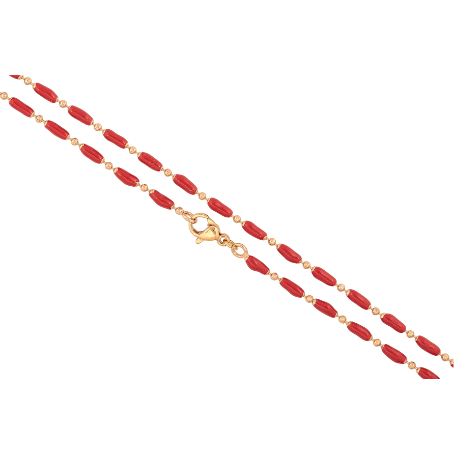 Ланцюжок Xuping колір Позолота 18K "Плетіння Перлина з червоною емаллю" довжина 45см х 1.5-3мм фото №1