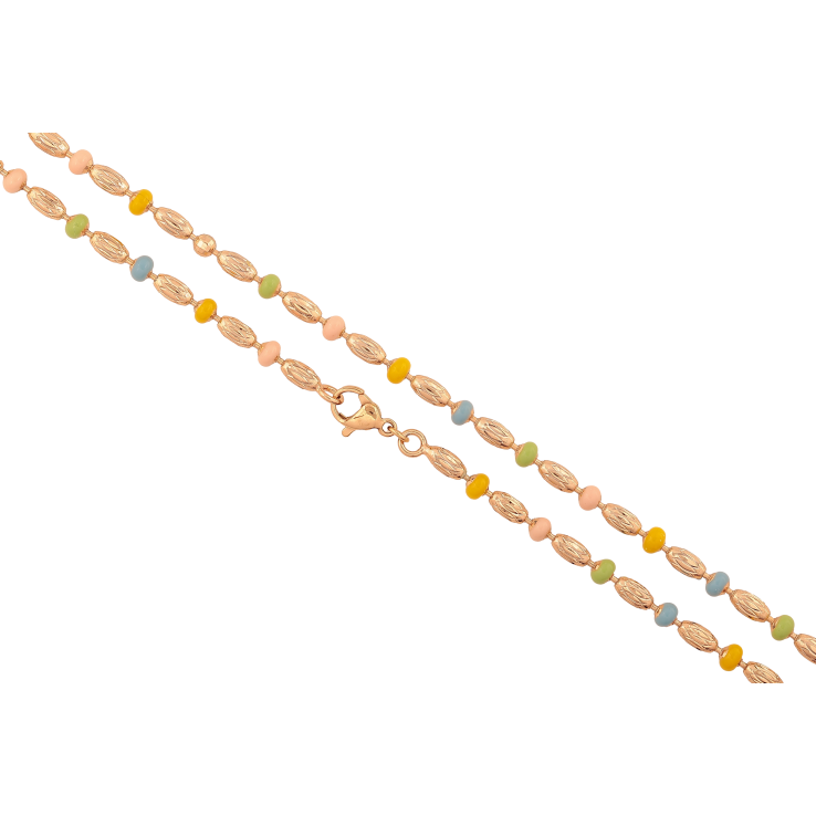 Цепочка Xuping цвет Позолота 18K "Плетение Перлина декоративная с цветной эмалью" длинна 50см х 3-4мм фото №17 Цепочка Xuping цвет Позолота 18K "Плетение Перлина декоративная с цветной эмалью" длинна 50см х 3-4мм фото №17