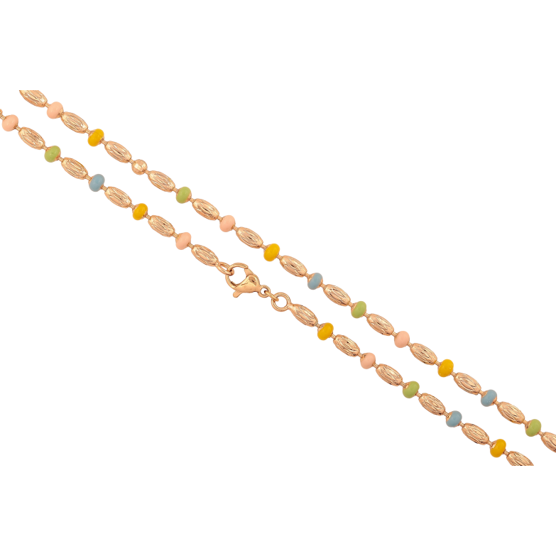 Цепочка Xuping цвет Позолота 18K "Плетение Перлина декоративная с цветной эмалью" длинна 50см х 3-4мм фото №3 Цепочка Xuping цвет Позолота 18K "Плетение Перлина декоративная с цветной эмалью" длинна 50см х 3-4мм фото №3