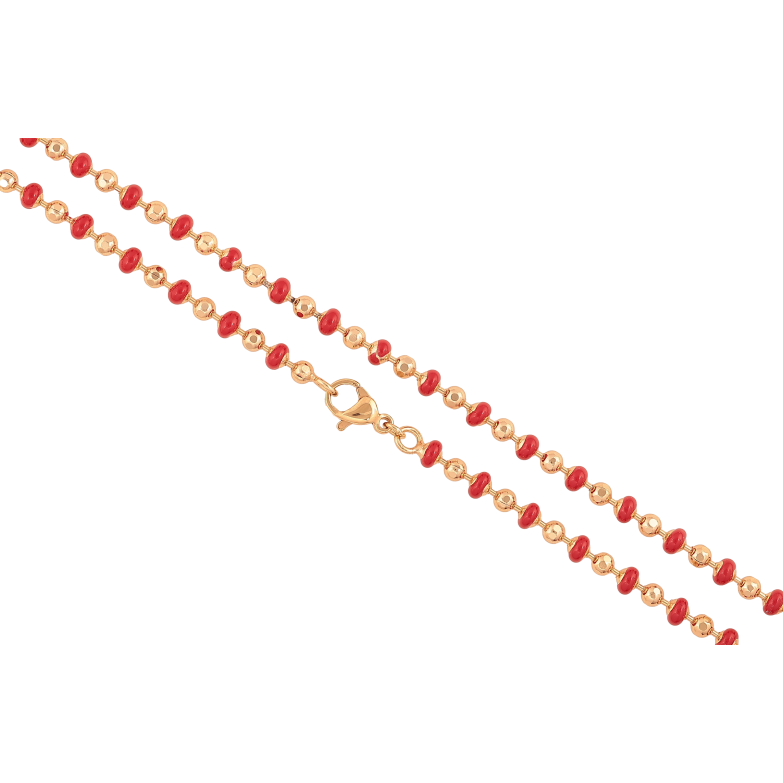 Ланцюжок Xuping колір Позолота 18K "Плетіння Перлина з червоною емаллю" довжина 44см х 3-4мм фото №1