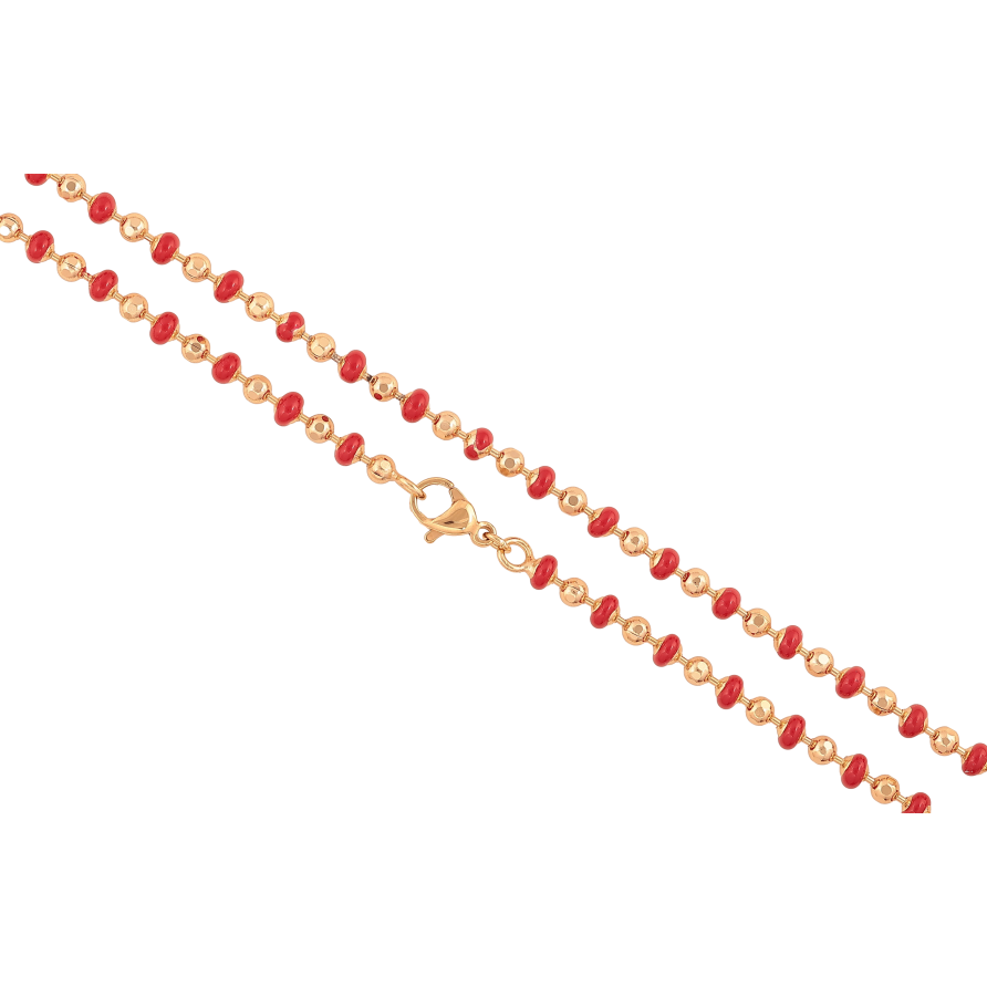 Ланцюжок Xuping колір Позолота 18K "Плетіння Перлина з червоною емаллю" довжина 44см х 3-4мм фото №1