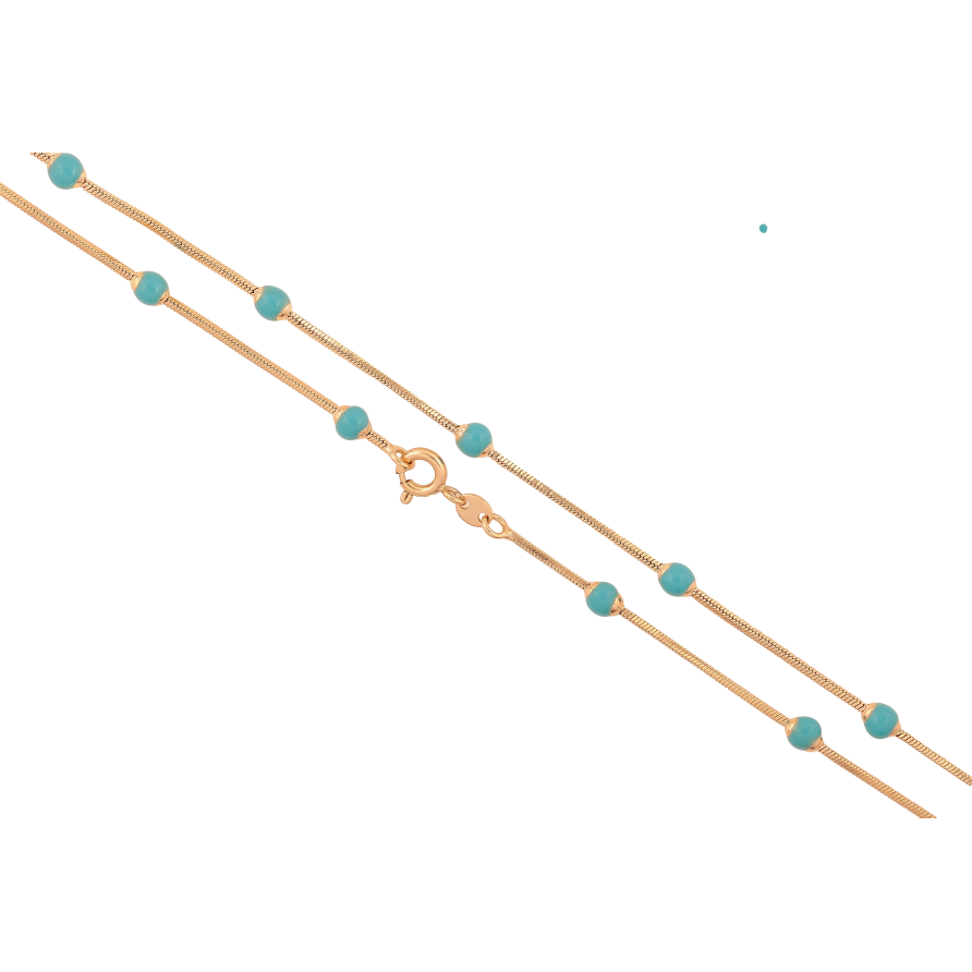 Ланцюжок Xuping колір Позолота 18K "Плетіння Ювелірний шнур з блакитними намистинами" довжина 45см х 1-4мм фото №1