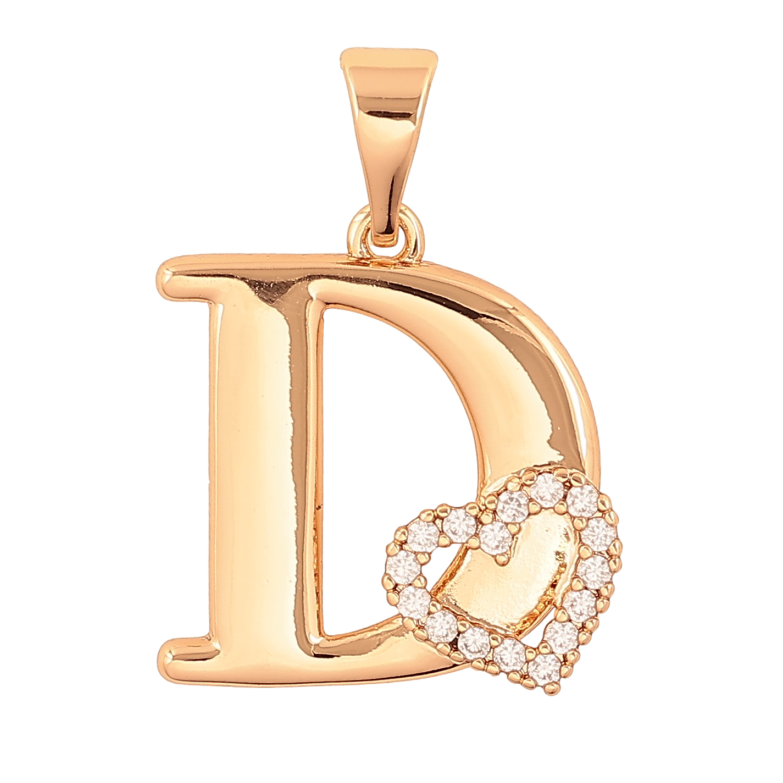Кулон Xuping цвет Позолота 18K "Буква D с сердечком" для цепочки до 7мм фото №1