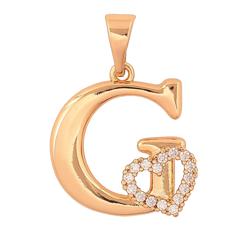 Кулон Xuping колір Позолота 18K "Літера G з серцем" для ланцюжка до 7мм фото №1