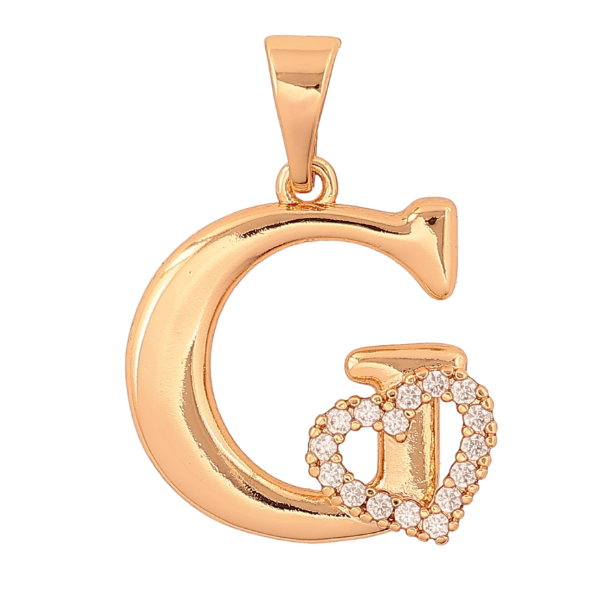 Кулон Xuping колір Позолота 18K "Літера G з серцем" для ланцюжка до 7мм фото №1