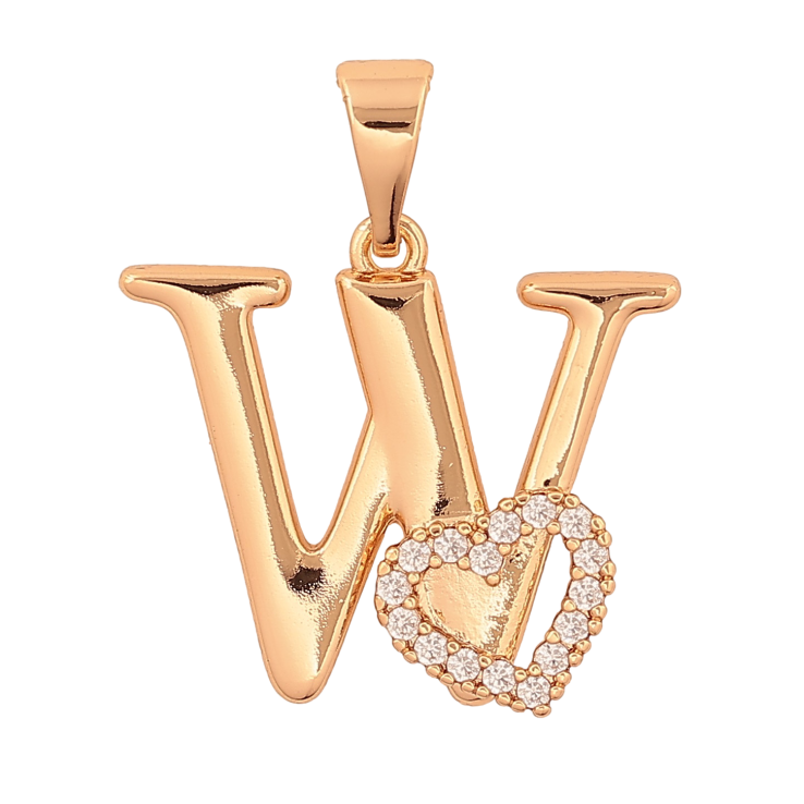 Кулон Xuping колір Позолота 18K "Літера W з серцем" для ланцюжка до 7мм фото №16