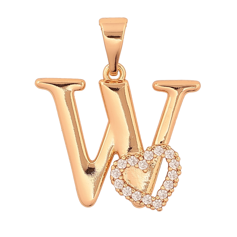Кулон Xuping цвет Позолота 18K "Буква W с сердечком" для цепочки до 7мм фото №1