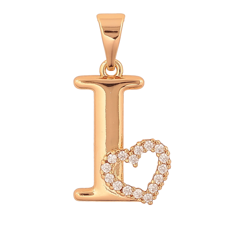 Кулон Xuping колір Позолота 18K "Літера I з серцем" для ланцюжка до 7мм фото №1
