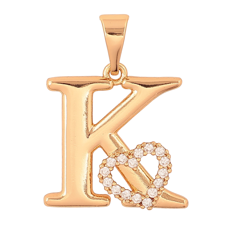 Кулон Xuping колір Позолота 18K "Літера K з серцем" для ланцюжка до 7мм фото №1
