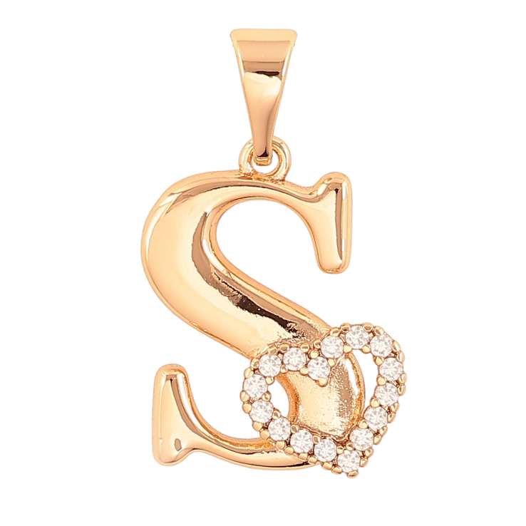 Кулон Xuping колір Позолота 18K "Літера S з серцем" для ланцюжка до 7мм фото №22