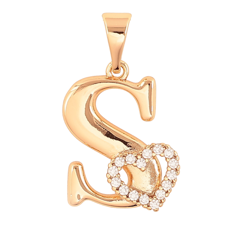 Кулон Xuping колір Позолота 18K "Літера S з серцем" для ланцюжка до 7мм фото №1