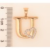 Кулон Xuping колір Позолота 18K "Літера U з серцем" для ланцюжка до 7мм фото №2