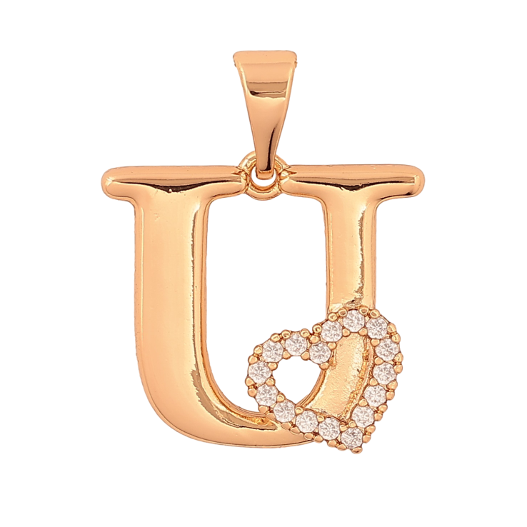 Кулон Xuping колір Позолота 18K "Літера U з серцем" для ланцюжка до 7мм фото №24