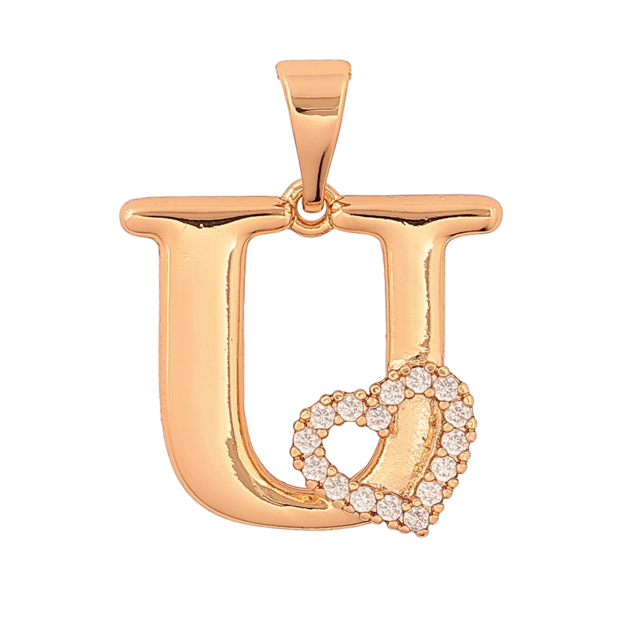 Кулон Xuping колір Позолота 18K "Літера U з серцем" для ланцюжка до 7мм фото №1