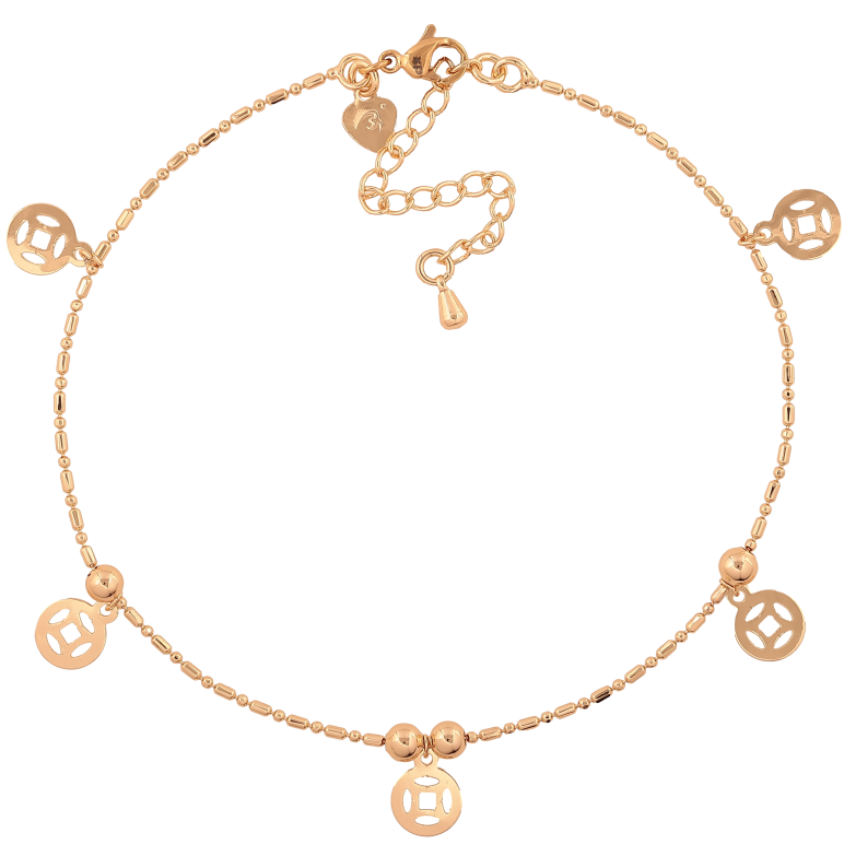 Браслет Xuping M&L колір 18К на ногу "Ланцюжок з підвісками" довжина з дод. ланцюжком 23-28см х 1мм фото №1 Браслет Xuping M&L колір 18К на ногу "Ланцюжок з підвісками" довжина з дод. ланцюжком 23-28см х 1мм фото №1