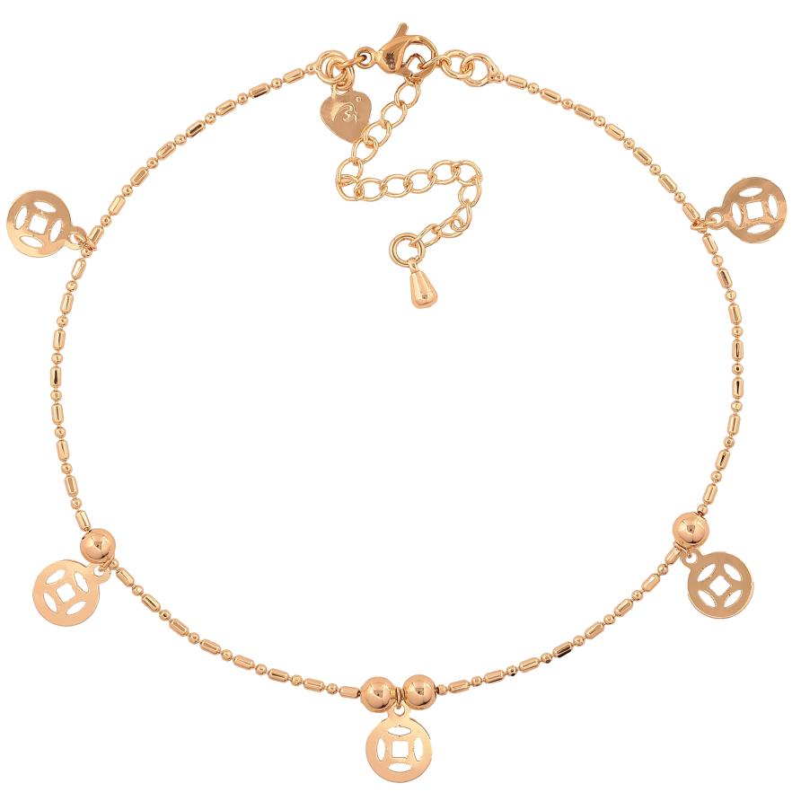 Браслет Xuping M&L колір 18К на ногу "Ланцюжок з підвісками" довжина з дод. ланцюжком 23-28см х 1мм фото №1 Браслет Xuping M&L колір 18К на ногу "Ланцюжок з підвісками" довжина з дод. ланцюжком 23-28см х 1мм фото №1