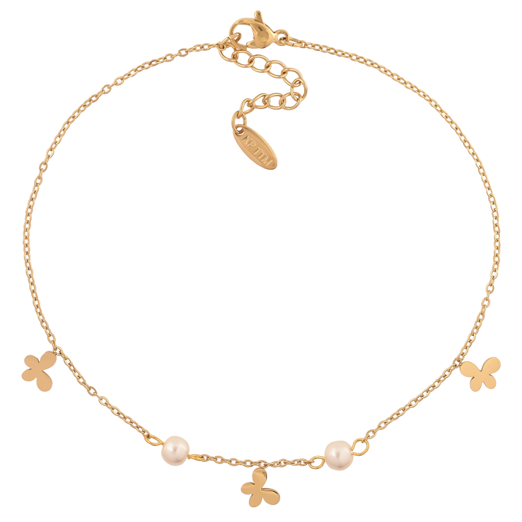 Браслет Xuping ТТМ Stainless Steel колір 14К на ногу "Ланцюжок з метеликами та перлинними намистинами" довжина з доп. ланцюжком 24-27.5см х 1.5-5мм фото №18 Браслет Xuping ТТМ Stainless Steel колір 14К на ногу "Ланцюжок з метеликами та перлинними намистинами" довжина з доп. ланцюжком 24-27.5см х 1.5-5мм фото №18