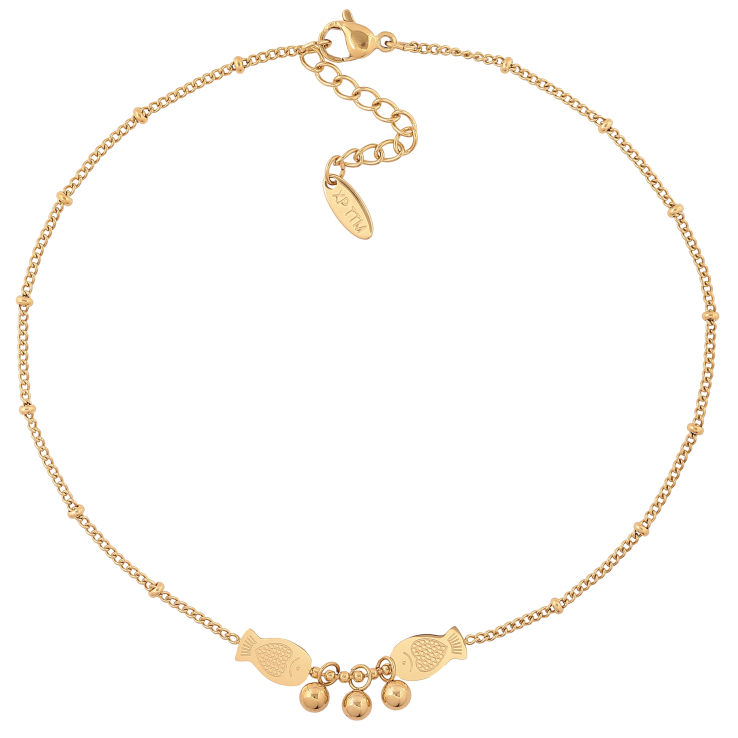 Браслет Xuping ТТМ Stainless Steel колір 14К на ногу "Ланцюжок з рибками" довжина з дод. ланцюжком 27-30.5см х 1.5-2мм фото №8 Браслет Xuping ТТМ Stainless Steel колір 14К на ногу "Ланцюжок з рибками" довжина з дод. ланцюжком 27-30.5см х 1.5-2мм фото №8