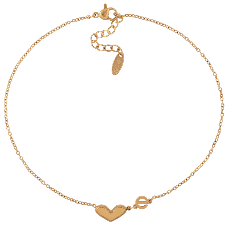 Браслет Xuping ТТМ Stainless Steel колір 14К на ногу "Ланцюжок із серцем" довжина з дод. ланцюжком 27-30см х 1.5мм фото №1