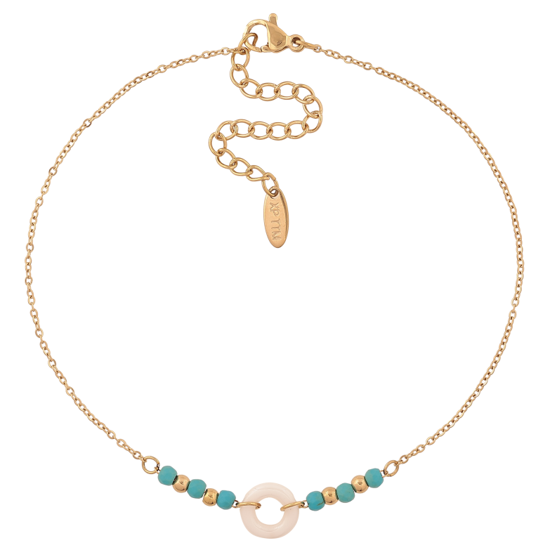 Браслет Xuping ТТМ Stainless Steel цвет 14К на ногу "Цепочка с бусинами и белым керамическим колечком" длина с доп. цепочкой 24-29.5см х 1-10мм фото №12 Браслет Xuping ТТМ Stainless Steel цвет 14К на ногу "Цепочка с бусинами и белым керамическим колечком" длина с доп. цепочкой 24-29.5см х 1-10мм фото №12