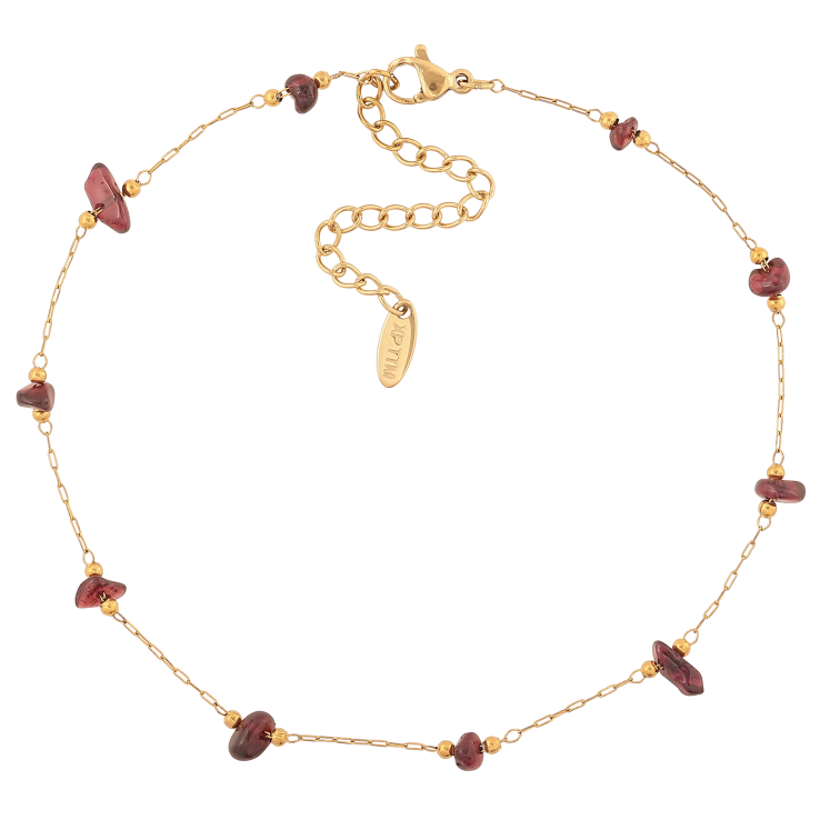 Браслет Xuping ТТМ Stainless Steel колір 14К на ногу "Ланцюжок з бордовими намистинами" довжина з дод. ланцюжком 25.5-31см х 1-2мм фото №24 Браслет Xuping ТТМ Stainless Steel колір 14К на ногу "Ланцюжок з бордовими намистинами" довжина з дод. ланцюжком 25.5-31см х 1-2мм фото №24